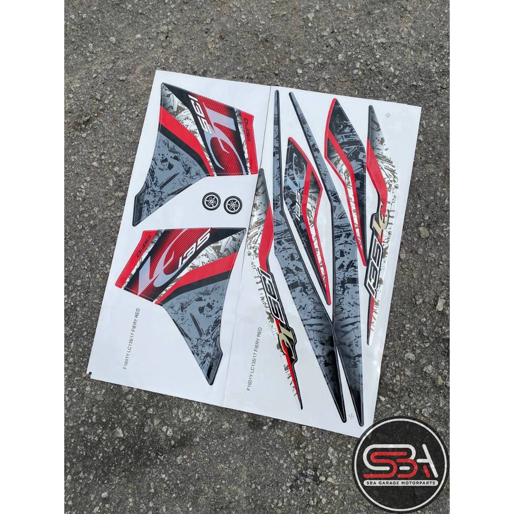 STICKER STRIPE BODY SET / COVERSET LC 135 V6 MORITAKA MERAH RED ORIGINAL YAMAHA MORITAKA GRED AA NO 17