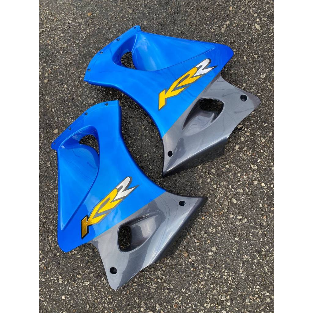 KAWASAKI NINJA DOUBLE R KR 150 RR BODY COVERSET STICKER TANAM 2 TONE BLUE BIRU SEKALI TANK ( 2 KOTAK BESAR ) OEM SET