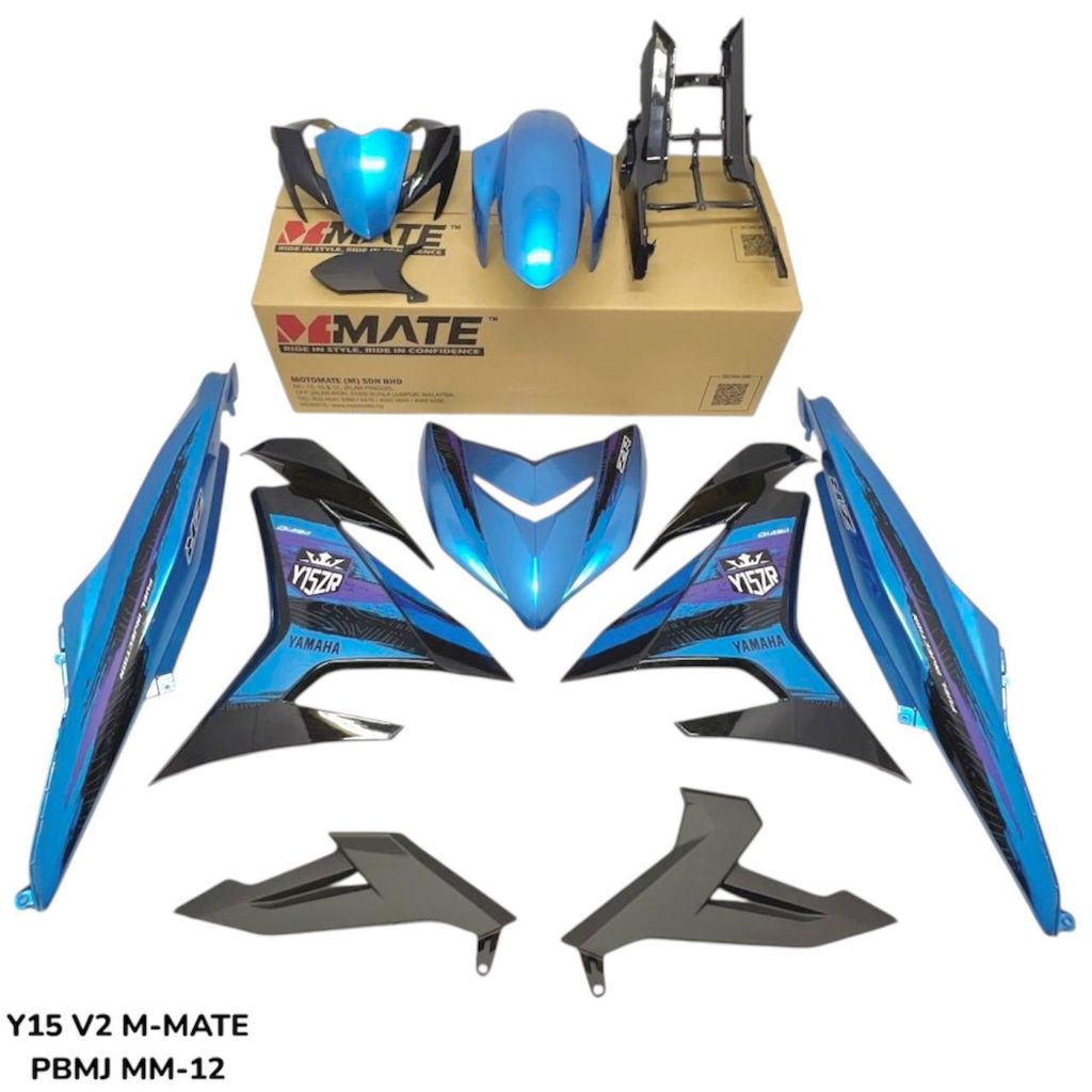 COVERSET BODYSET Y15 Y15ZR YSUKU V2 PM PBMJ BLUE BLACK STD YAMAHA DOCTOR SIAP TANAM / VELOZI TAMPAL 2024