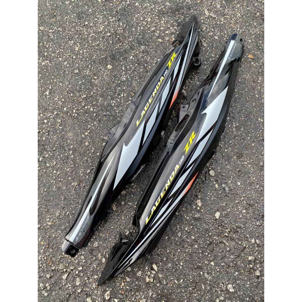 COVERSET YAMAHA LAGENDA SRL 110ZR VOM BLACK ORANGE MADE IN MALAYSIA SIAP TAMPAL STICKER M SEKI VERSION