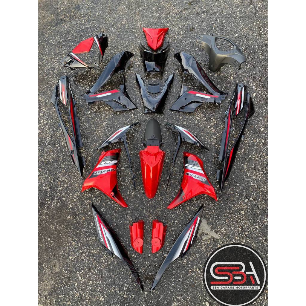 COVERSET BODYSET MODENAS KRISS MR3 DRUM RED BLACK MERAH HITAM SIAP TAMPAL M SEKI SET