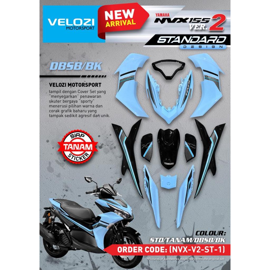 COVERSET BODYSET NVX 155 NVX155 V2 YAMAHA DBSB BABY BLUE BLACK STANDARD DESIGN VELOZI SIAP TANAM NVX-V2-ST-1