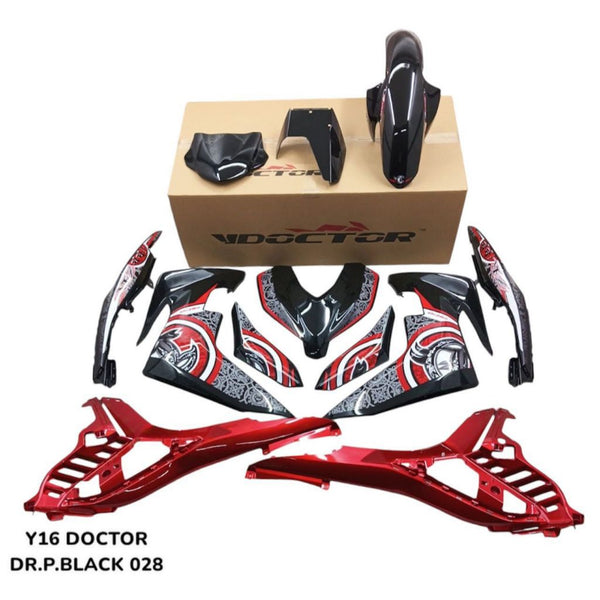 Y16 V1 COVERSET BODYSET Y16ZR BLACK RED BATIK 028 ORIGINAL DOCTOR YAMAHA READY TO INSTALL
