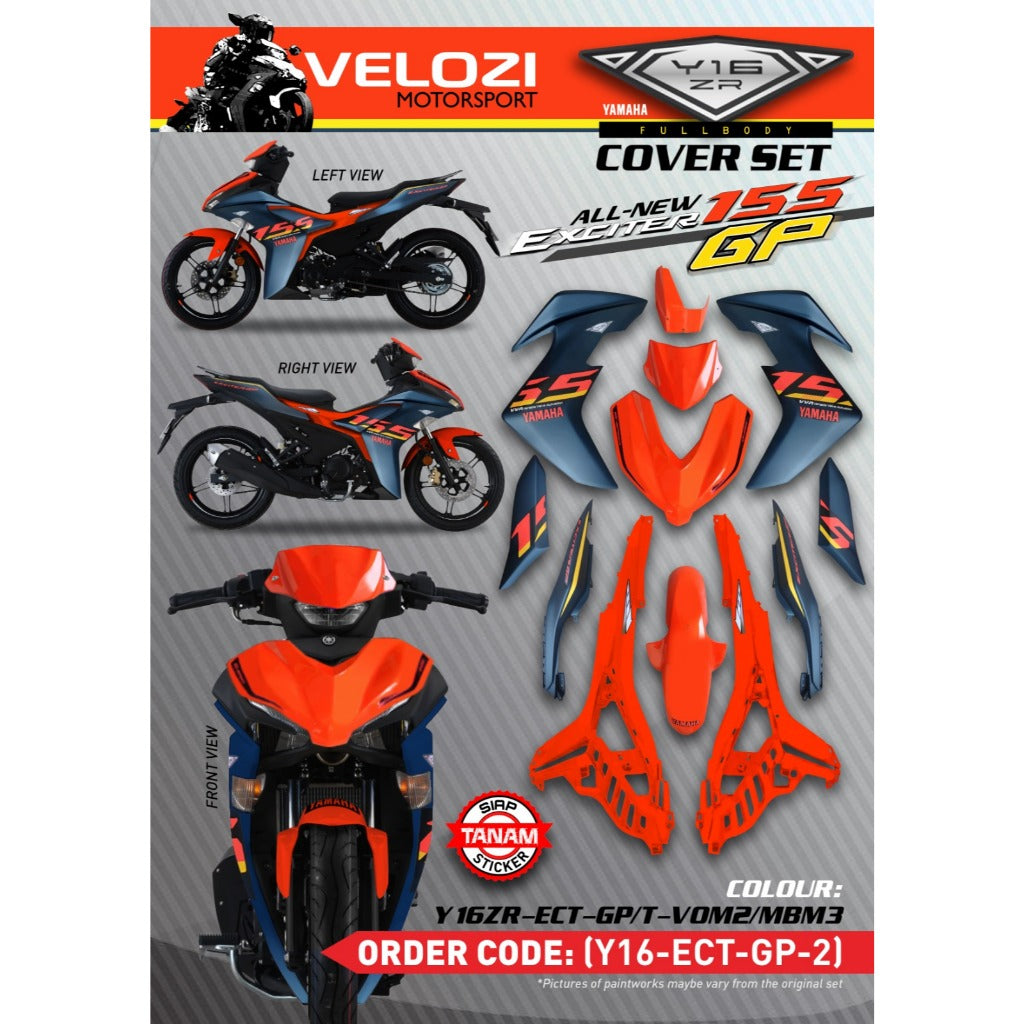 Y16 COVERSET Y16ZR EXCITER GP VOM ORANGE MBM3 ORIGINAL VELOZI YAMAHA SIAP TANAM Y16-ECT-GP-2