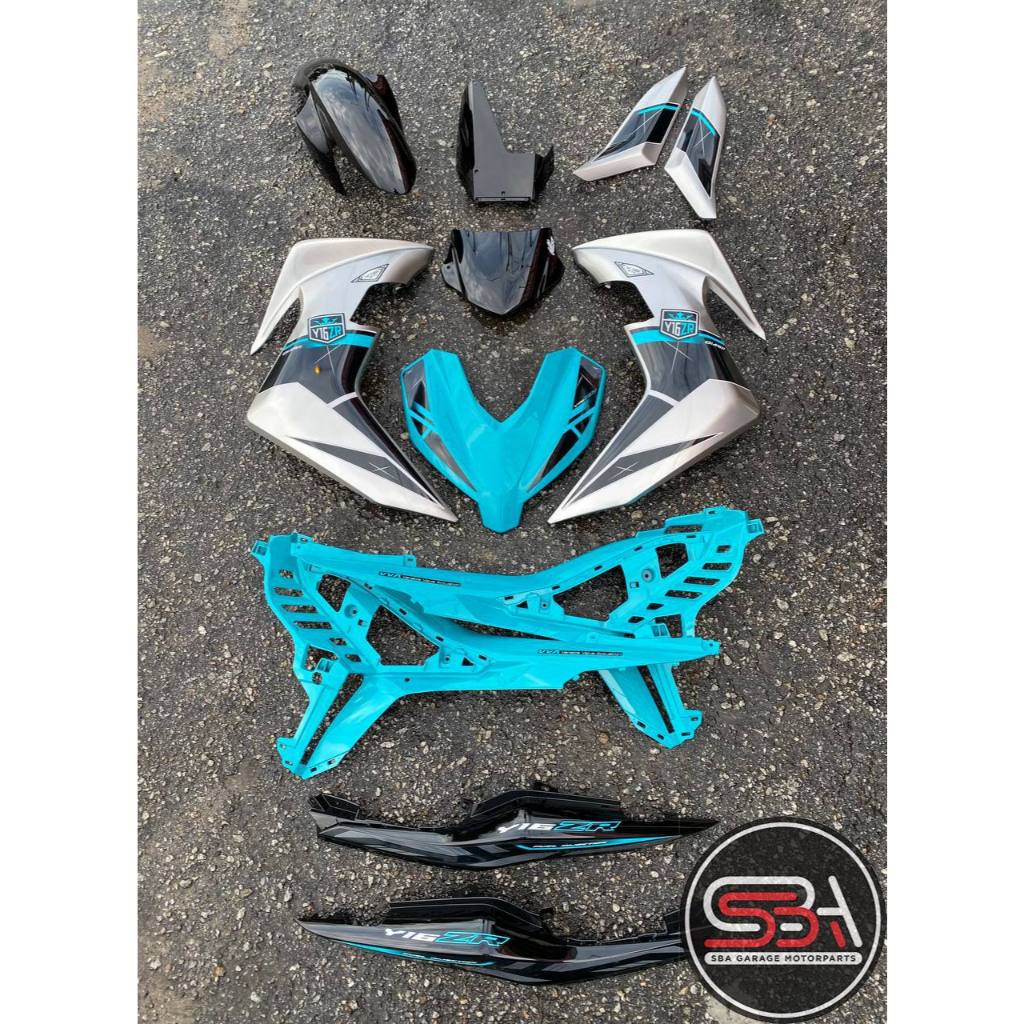 Y16 V1 V2 ABS COVERSET Y16ZR CS6 S3 CYAN SILVER STANDARD DESIGN ORIGINAL VELOZI YAMAHA SIAP TANAM READY STOK
