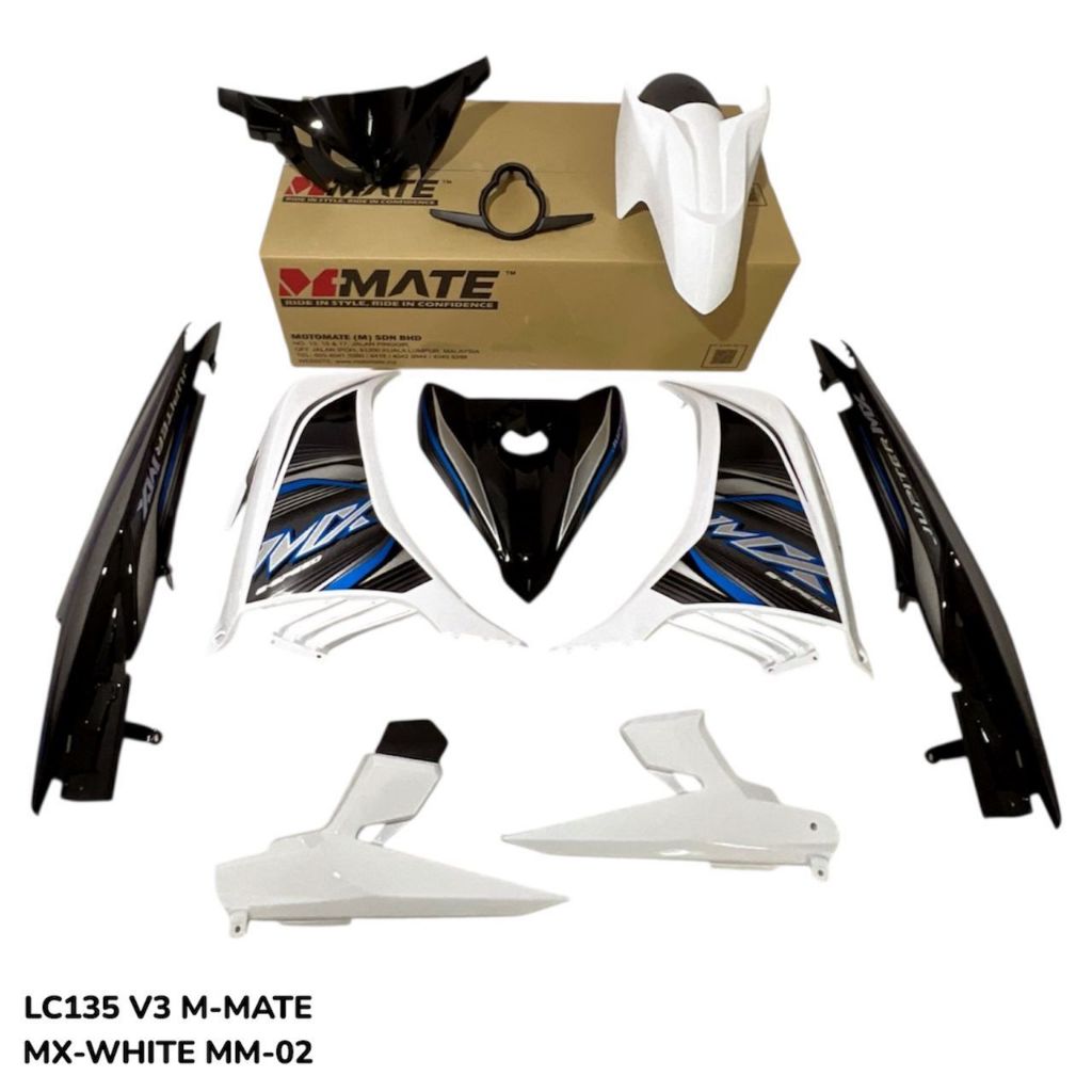 COVERSET BODYSET YAMAHA LC LC135 V2 V3 V4 V5 V6 V7 JUPITER MX WHITE MM-02 MM-17 SIAP TAMPAL M MATE FULLSET VELOZI