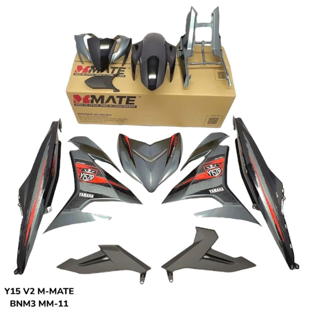 COVERSET BODYSET Y15 Y15ZR YSUKU V2 PL BNM3 GREY BLACK STD YAMAHA HLY DOCTOR SIAP TANAM / VELOZI TAMPAL 2024