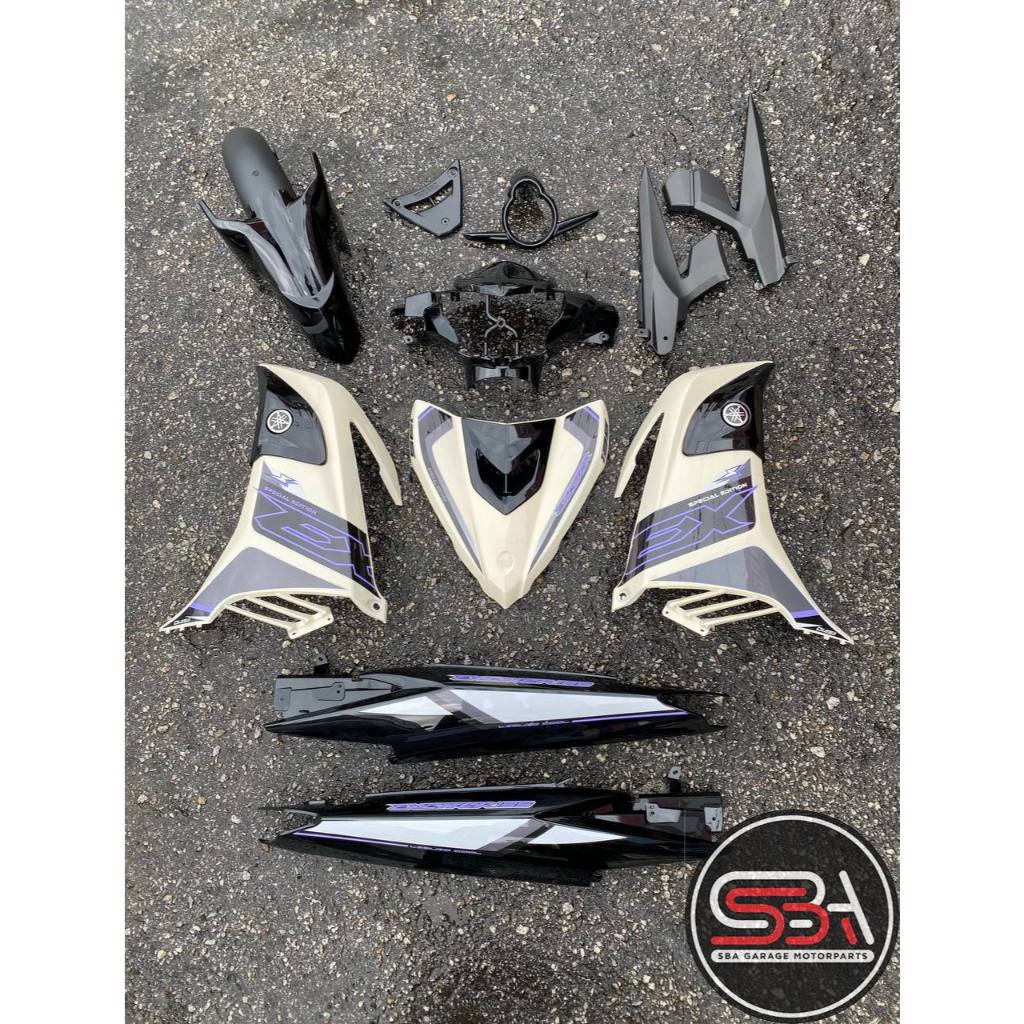 COVERSET BODYSET YAMAHA LC LC135 V6 V7 DR EXCITER CREAMY WHITE STRIPE TANAM CODE 021 DOCTOR EDITION OEM