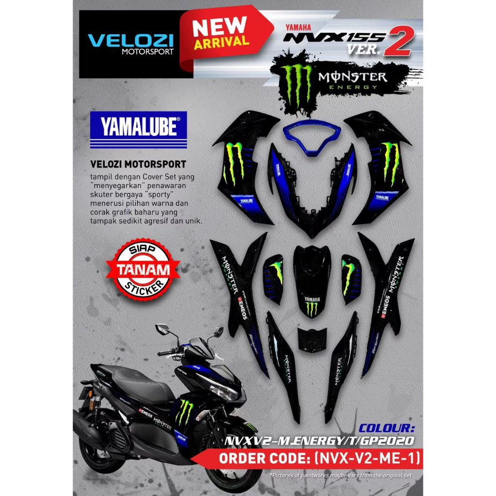 COVERSET BODYSET NVX 155 NVX155 V2 YAMAHA DOCTOR MONSTER 004 ENERGY ENEOS GP 2020 SIAP TANAM EDITION VELOZI