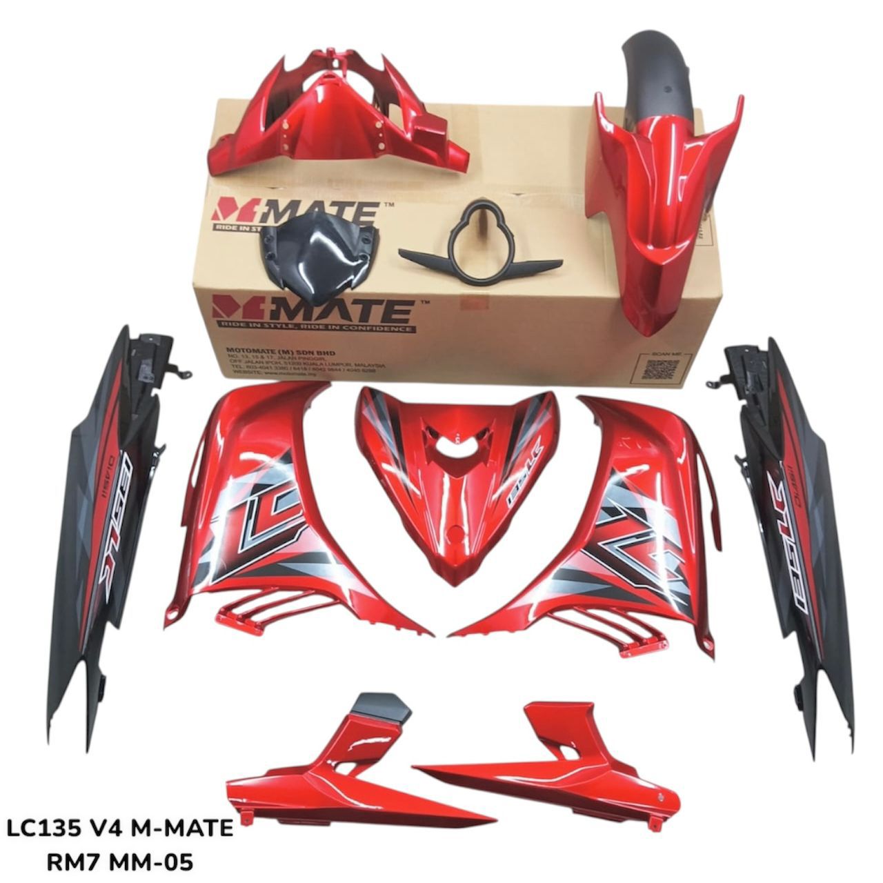 COVERSET BODYSET YAMAHA HLY LC V4 V5 MERAH RED BLACK SIAP TAMPAL – ORIGINAL GENUINE YAMAHA FREE EMBLEM TIMBUL