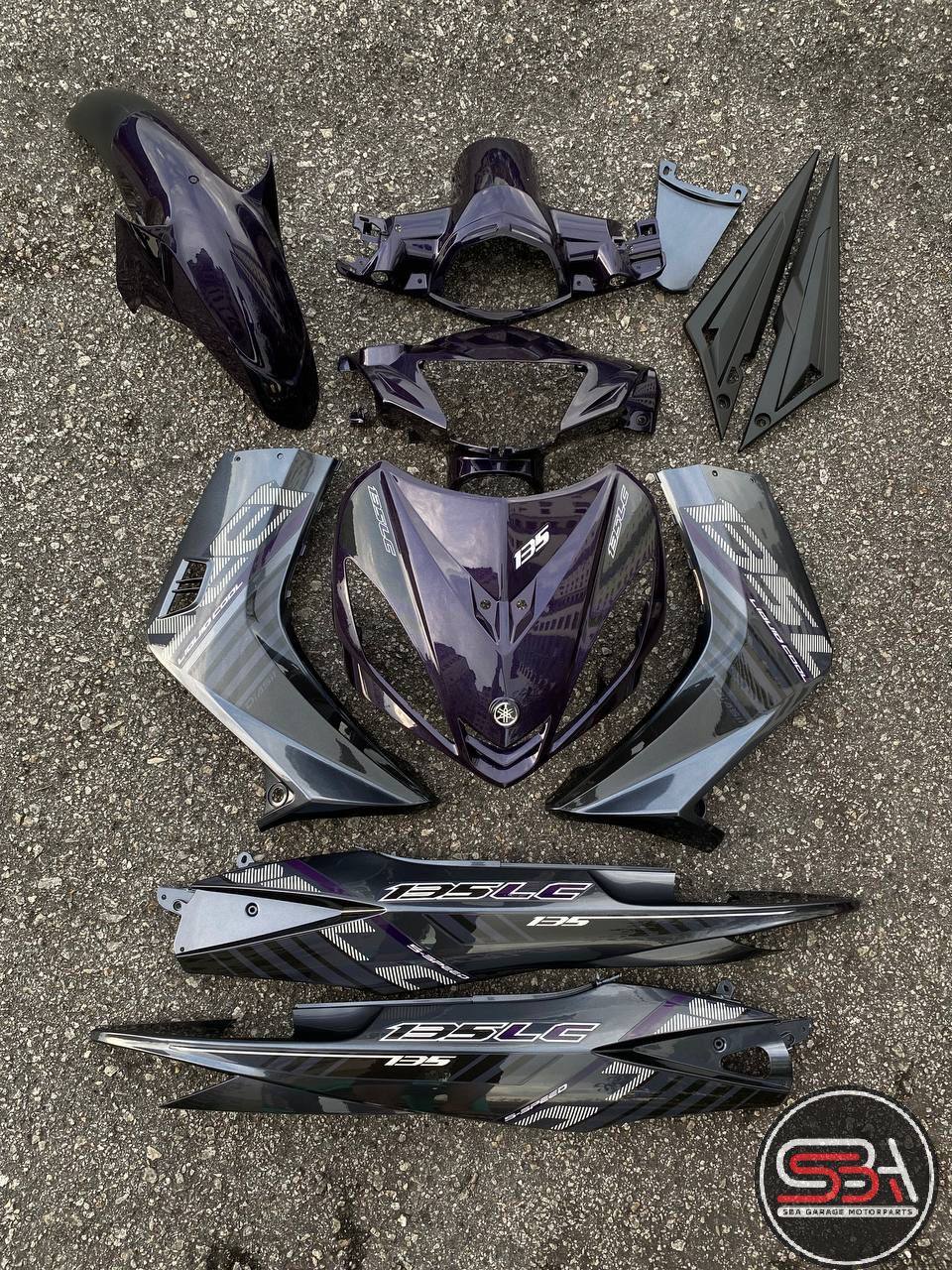 COVERSET LC LC135 V1 YAMAHA DOCTOR P PURPLE 023 2015 NEW DESIGN STRIPE SIAP TANAM CLEAR 2K