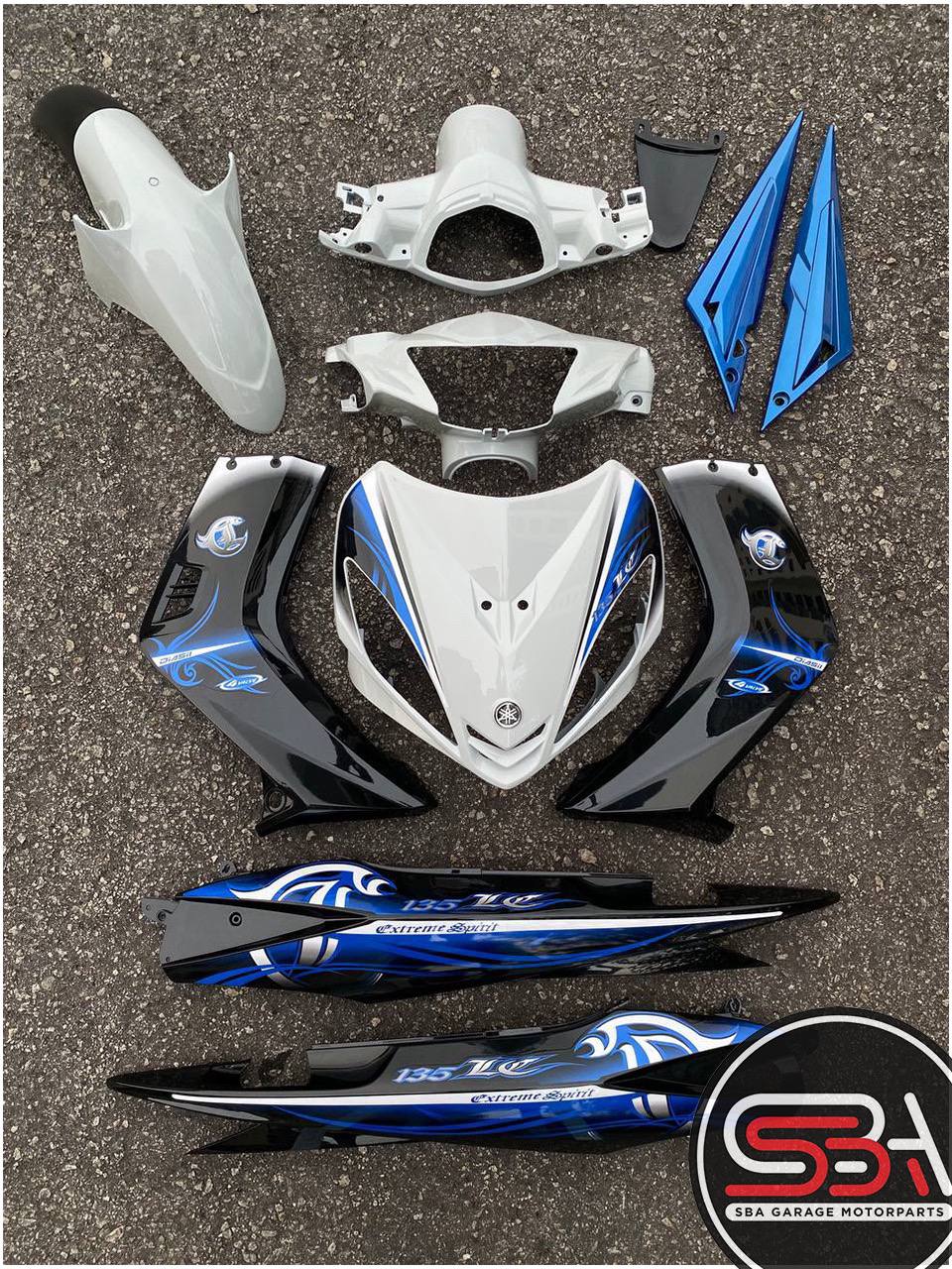 COVERSET BODYSET YAMAHA LC LC135 V1 DR SE BLUE STRIPE TANAM CODE 030 DOCTOR EDITION OEM