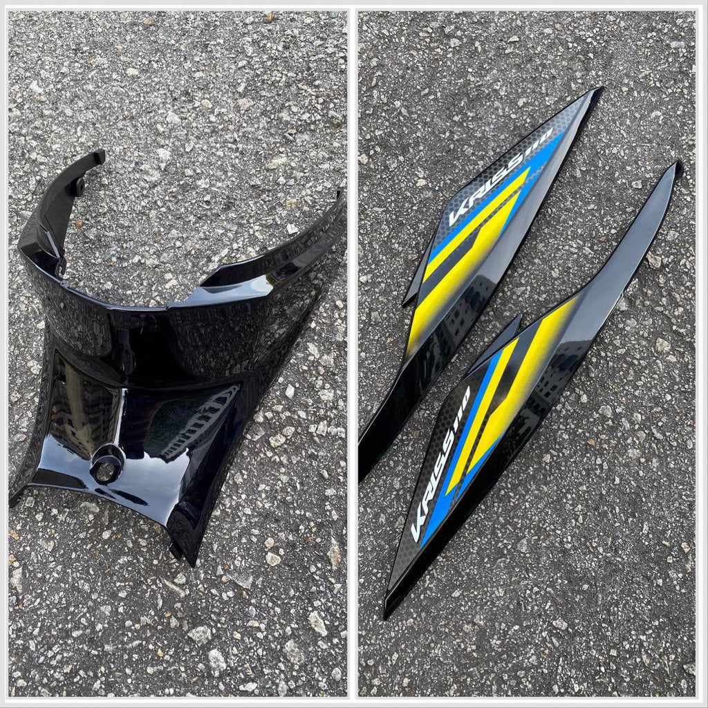 COVERSET BODYSET MODENAS KRISS MR3 DRUM BLUE BLACK BIRU HITAM SIAP TAMPAL M SEKI SET