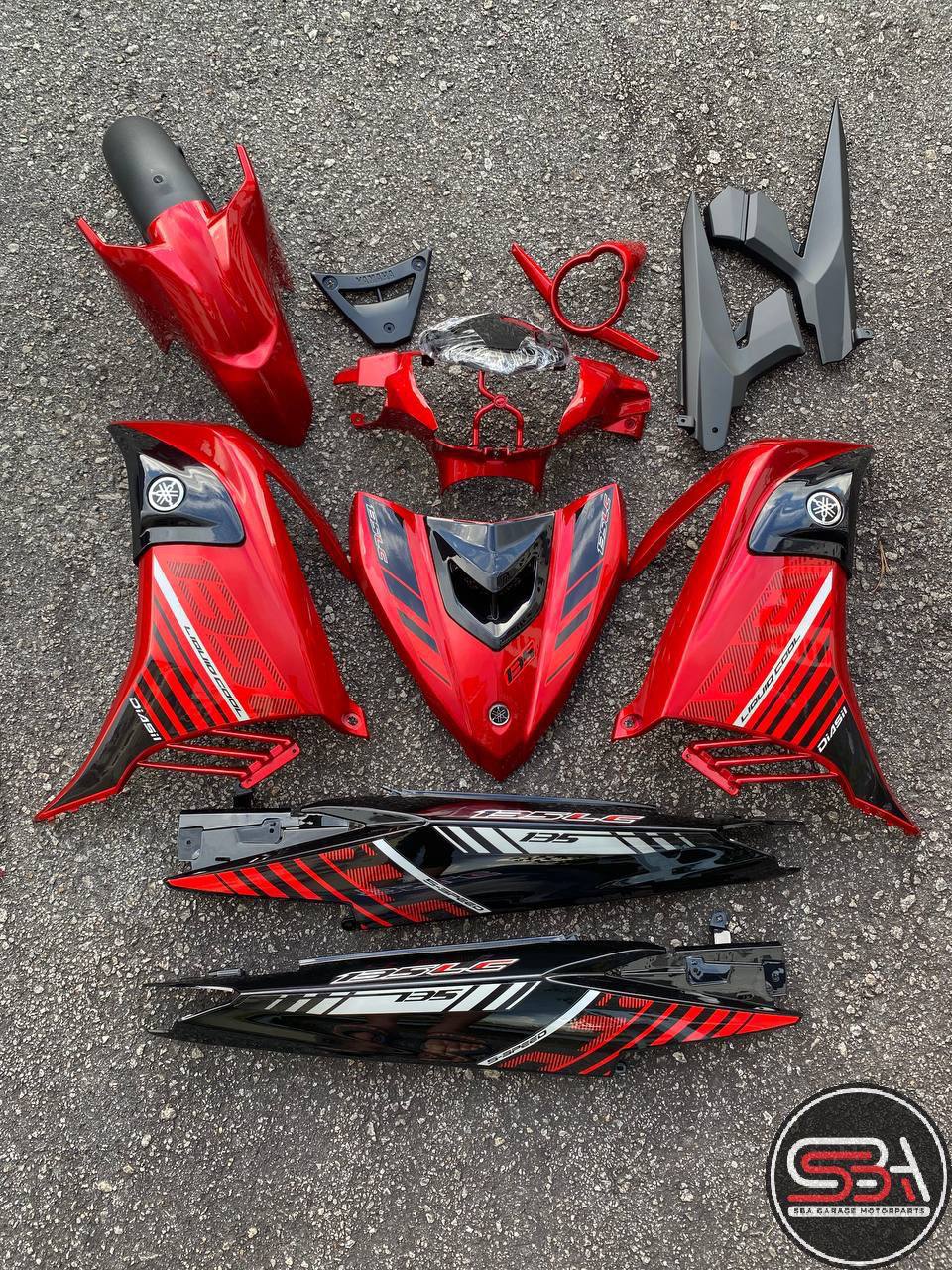COVERSET BODYSET YAMAHA LC LC135 V6 V7 DR RED BATMAN MERAH 2015 STRIPE TANAM CODE 035 DOCTOR EDITION VELOZI