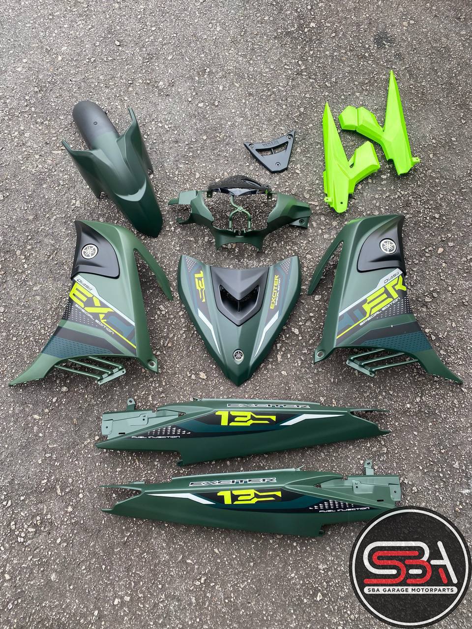YAMAHA BODYSET LC 135 V6 EXCITER 2021 NEW DESIGN SPECIAL EDITION GREEN STRIPE TANAM FREE EMBLEM - OEM COVERSET