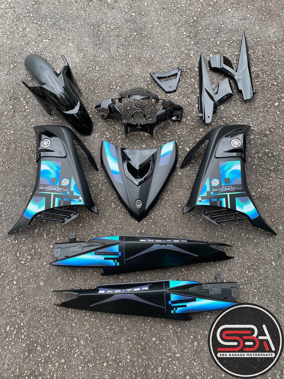 COVERSET BODYSET LC LC135 OEM V1 V2 V3 V4 V5 V6 2020 EXCITER DOXOU FULL BLACK / PINK BLACK STRIPE TANAM