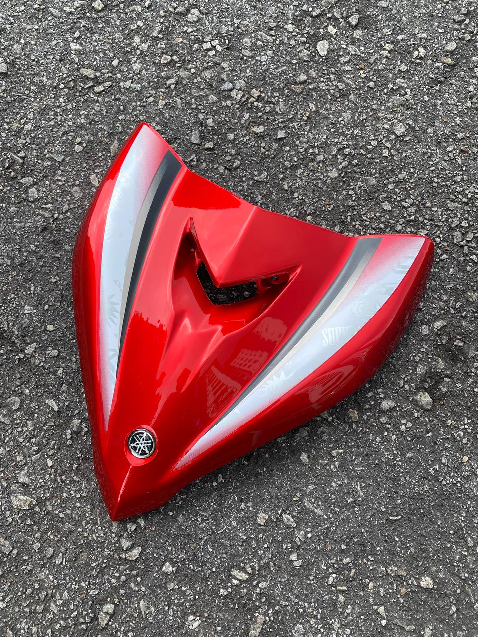 COVERSET HONG LEONG YAMAHA ( HLY ) / M MATE LC LC135 V2 V3 V4 V5 MERAH PURBA RED DESIGN STRIPE SIAP TAMPAL FREE EMBLEM