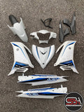 COVERSET HONG LEONG YAMAHA HLY / VELOZI LC LC135 V2 V3 V4 PUTIH PURBA DESIGN BIRU STRIPE SIAP TAMPAL FREE EMBLEM