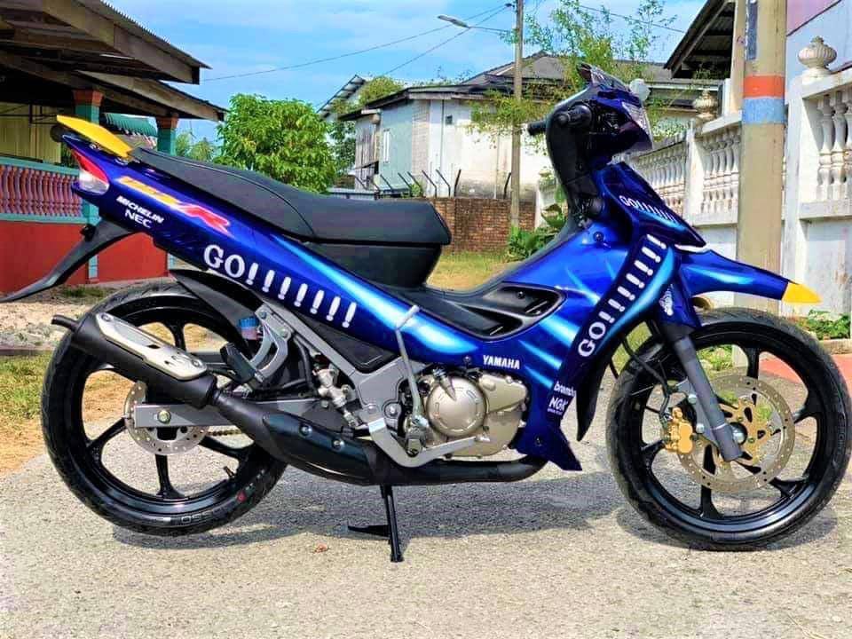 COVERSET ORIGINAL HLY HONG LEONG YAMAHA 125 125Z 125ZR BIRU GO GO STRIPE/STICKER SIAP TAMPAL HLY / VELOZI