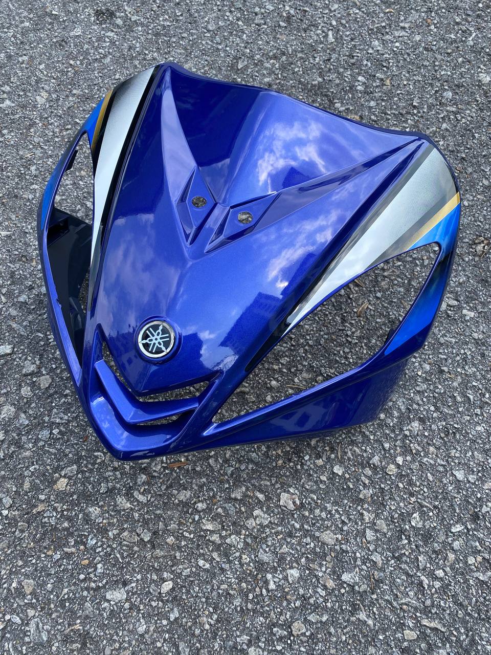 COVERSET BODYSET YAMAHA LC LC135 V1 BIRU GOLD ORIGINAL HONG LEONG YAMAHA HLY STRIPE SIAP TAMPAL