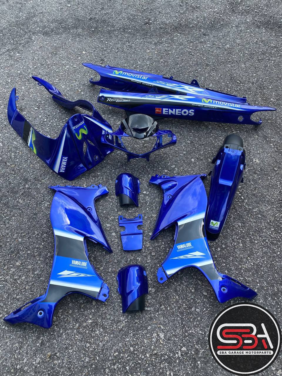 COVERSET ORIGINAL HLY YAMAHA 125z 125zr BIRU MOVISTAR STRIPE STICKER SIAP TAMPAL PERCUMA EMBLEM HONG LEONG VELOZI
