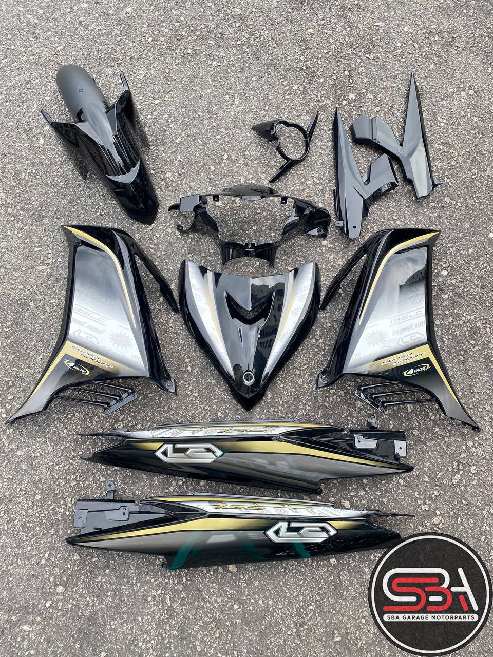 YAMAHA LC LC135 V2 V3 V4 V5 V6 V7 HITAM PURBA KILAT MATELIC BLACK FULL COVERSET SIAP TAMPAL M SEKI MALAYSIA