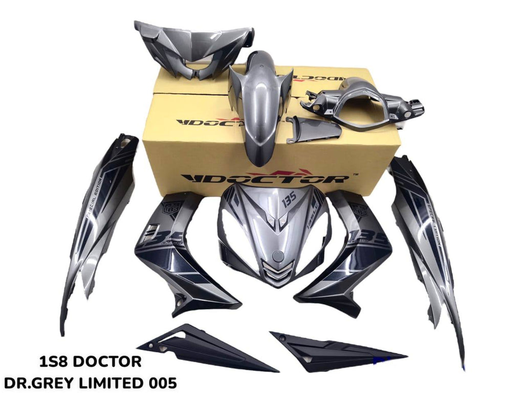 COVERSET YAMAHA LC 135 LC135 DOCTOR V1 ( 005 ) V4 V5 V6 V7 ( 012 ) GREY MATELIC 2022 BODYSET SIAP TANAM KILAT