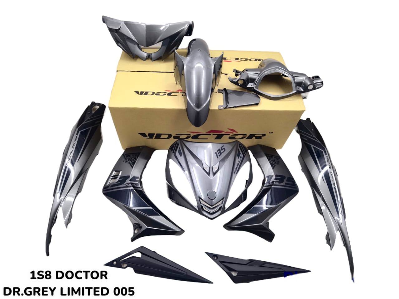 COVERSET YAMAHA LC 135 LC135 DOCTOR V1 ( 005 ) V4 V5 V6 V7 ( 012 ) GREY MATELIC 2022 BODYSET SIAP TANAM KILAT