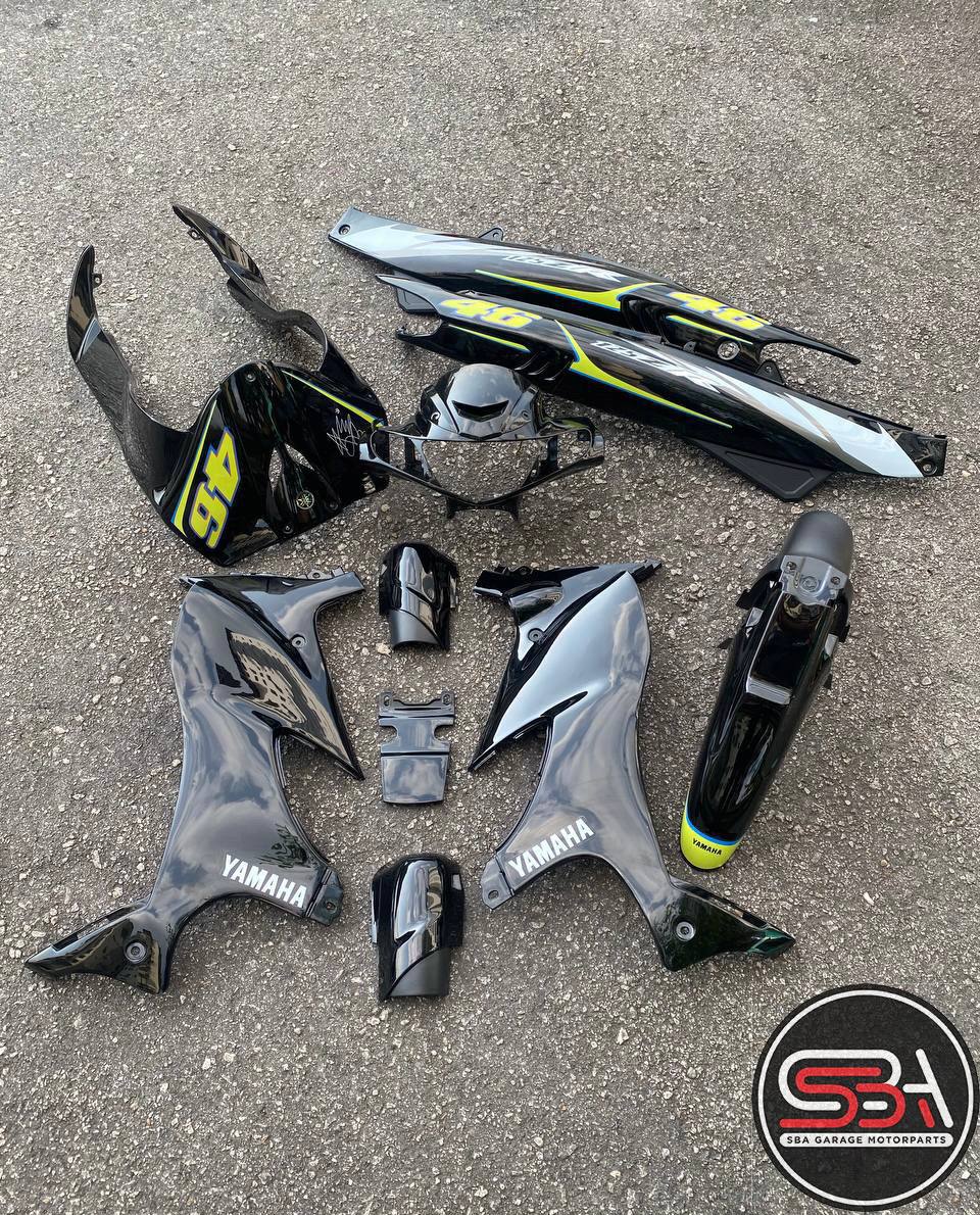 COVERSET ORIGINAL HLY YAMAHA 125 125z 125zr BIRU HITAM MERAH 46 SIGN ROSSI STICKER SIAP TAMPAL PERCUMA EMBLEM HONG LEONG