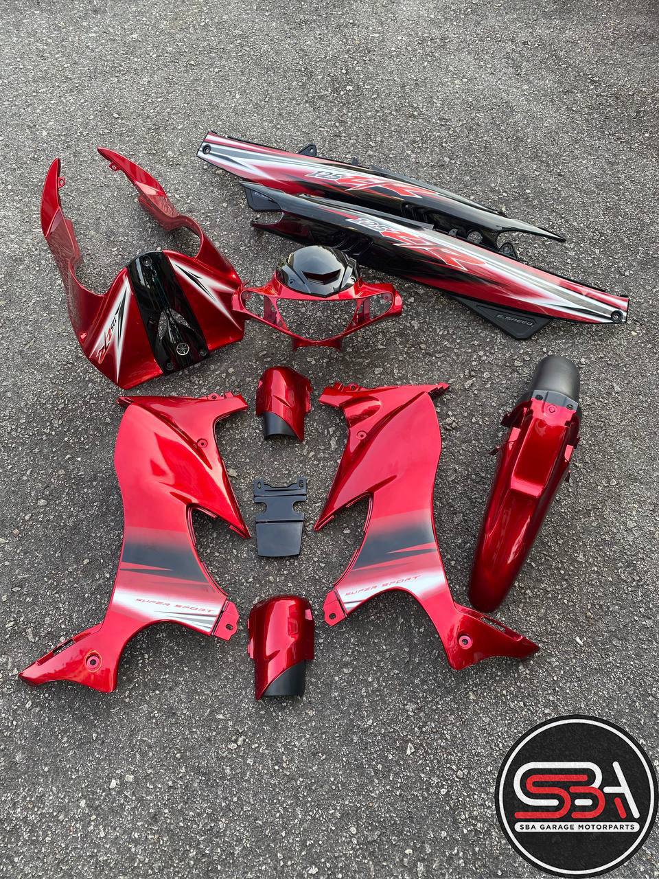 COVERSET ORIGINAL HLY YAMAHA 125ZR 125Z MAROON HITAM DRMK SMX STRIPE STICKER SIAP TAMPAL HONG LEONG YAMAHA