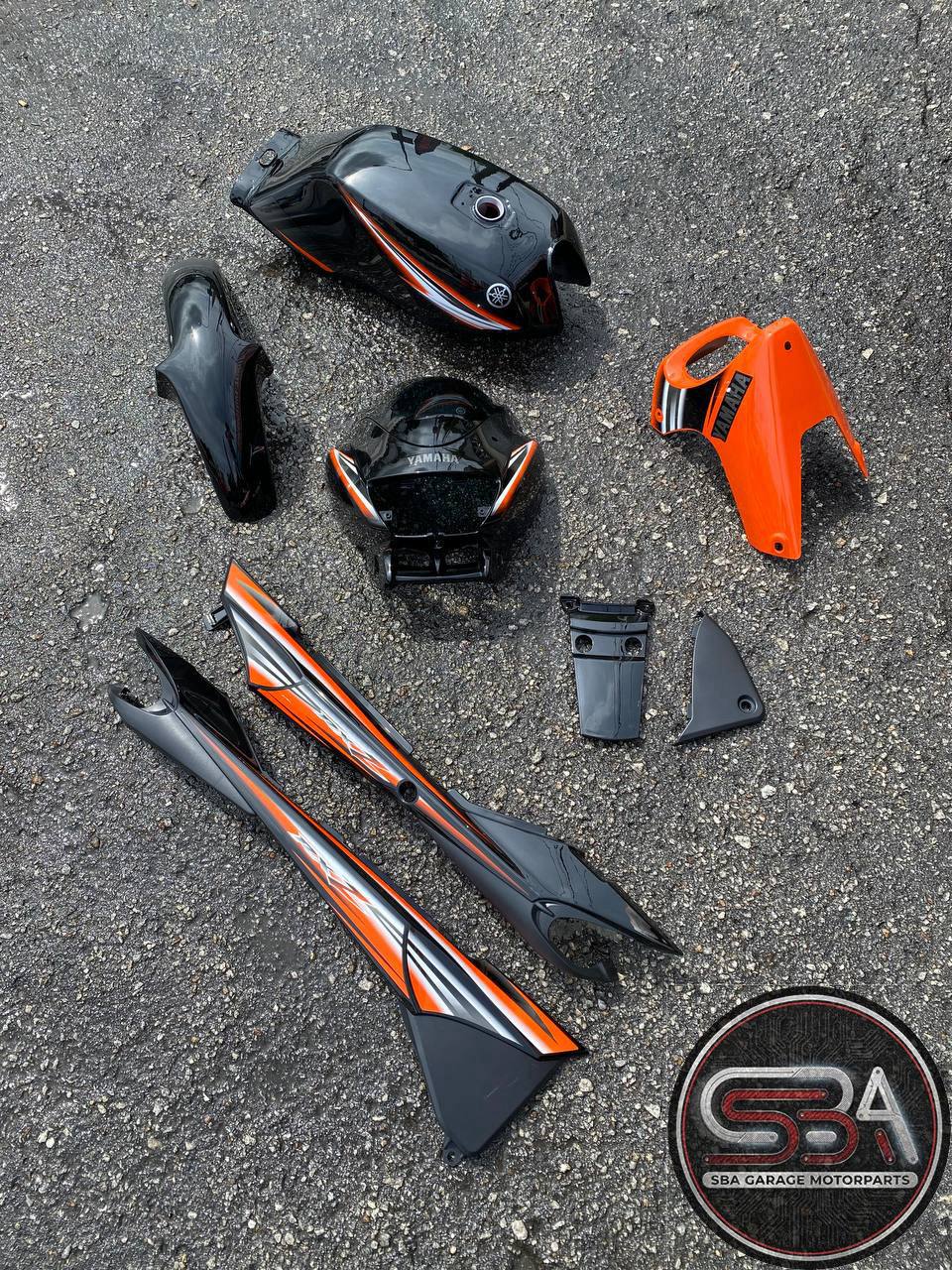 COVERSET BODYSET RXZ 5PV CATALYZER ORANGE BLACK ( CODE 13 ) SIAP TANAM SEPERTI GAMBAR ( TERMASUK TANK )