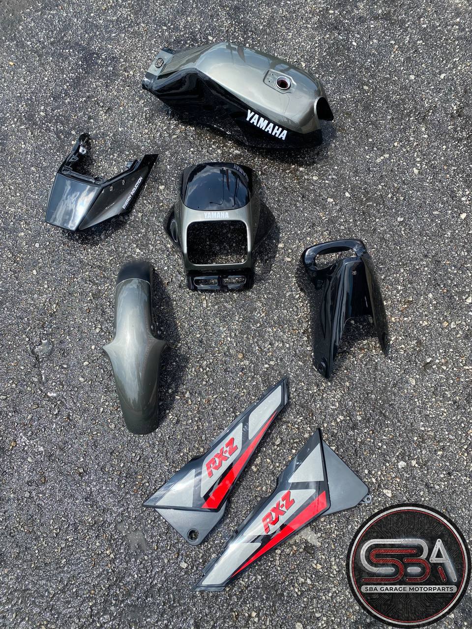 COVERSET BODYSET RXZ 2 TONE GREY SIAP TANAM SEPERTI GAMBAR ( TERMASUK TANK )
