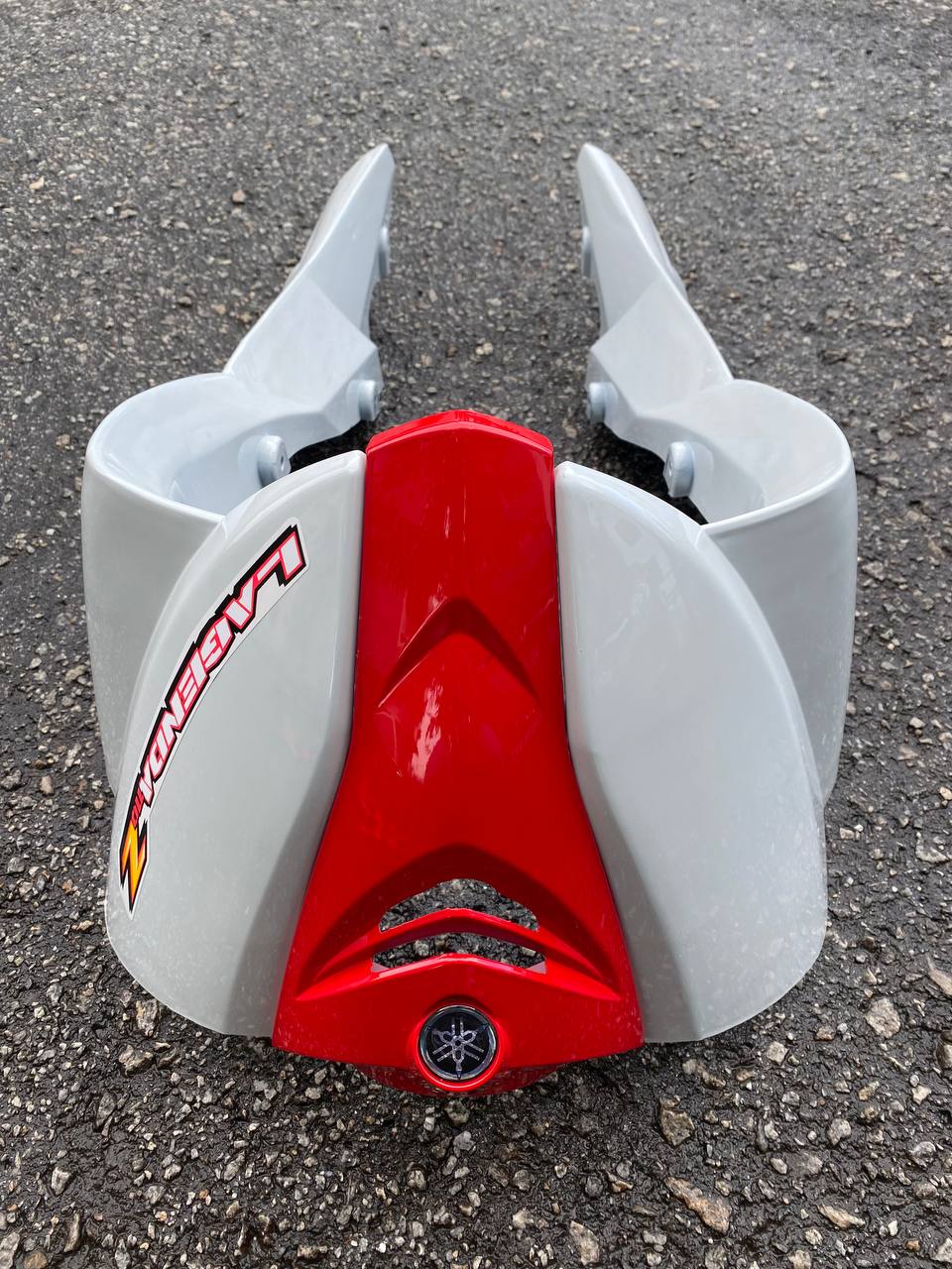 COVERSET YAMAHA LAGENDA SRL 110Z VRC WHITE MERAH MADE IN MALAYSIA SIAP TAMPAL STICKER M SEKI VERSION