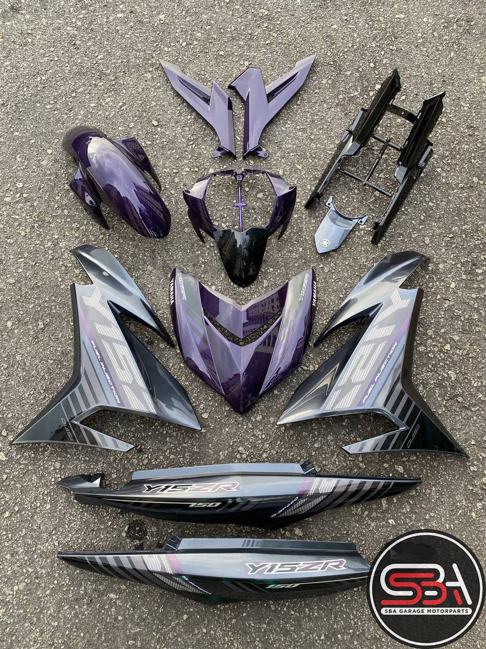 COVERSET Y15ZR V1 V2 PURPLE GREY ORI COLOR HONG LEONG YAMAHA HLY Y15ZR Y15 YSUKU ORIGINAL VELOZI PURPLE TERUNG 2015
