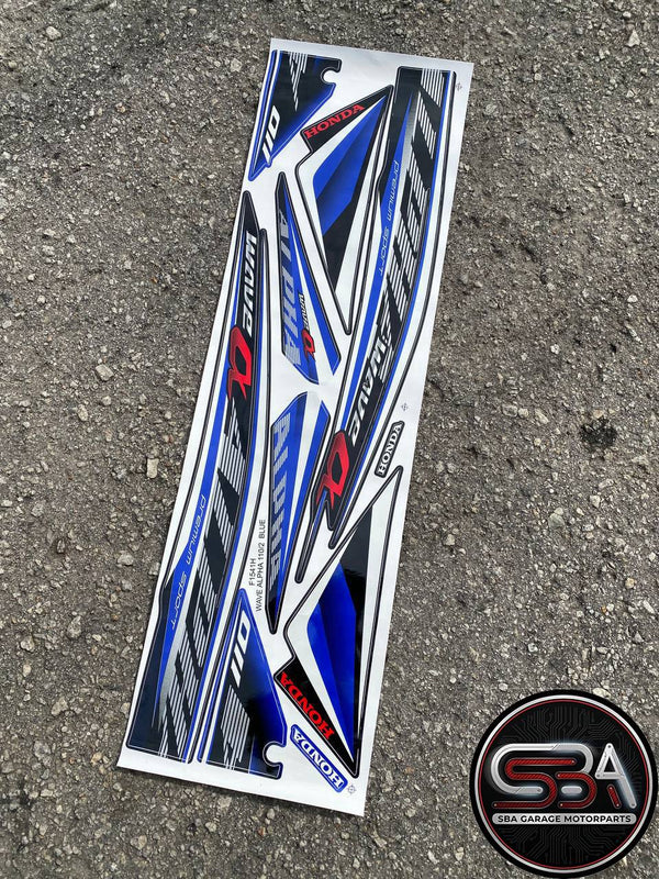 STICKER STRIPE BODYSET COVERSET HONDA WAVE ALPHA 110 NO 2 MORITAKA - RED BLUE YELLOW