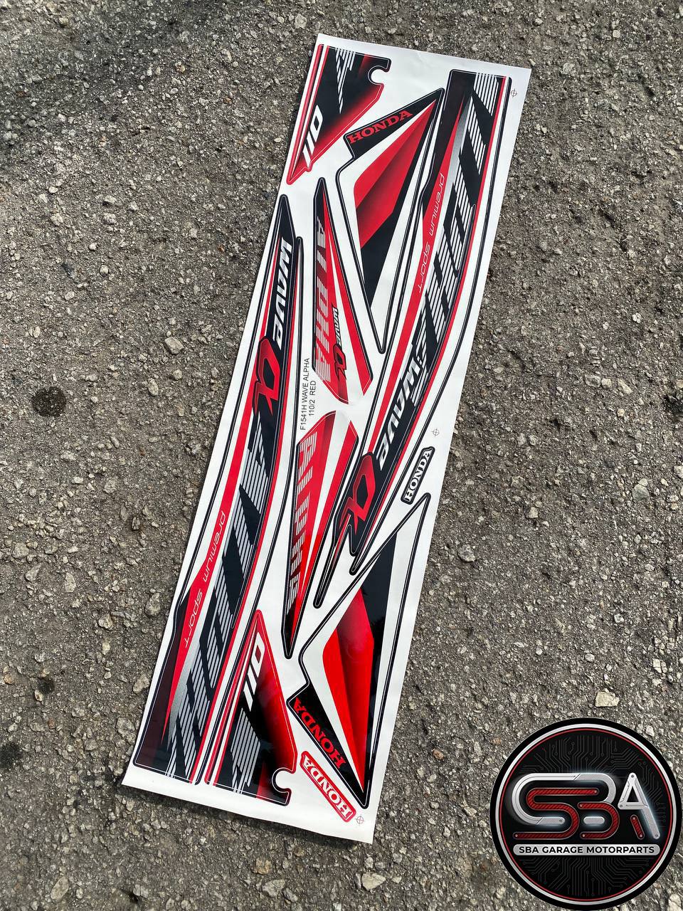 STICKER STRIPE BODYSET COVERSET HONDA WAVE ALPHA 110 NO 2 MORITAKA - RED BLUE YELLOW