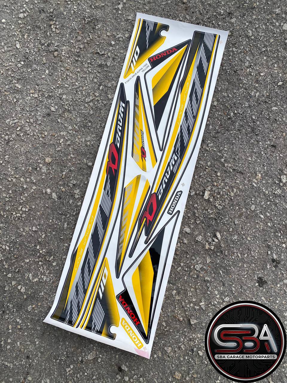 STICKER STRIPE BODYSET COVERSET HONDA WAVE ALPHA 110 NO 2 MORITAKA - RED BLUE YELLOW