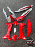 COVERSET YAMAHA LAGENDA SRL 110Z VRC WHITE MERAH MADE IN MALAYSIA SIAP TAMPAL STICKER M SEKI VERSION