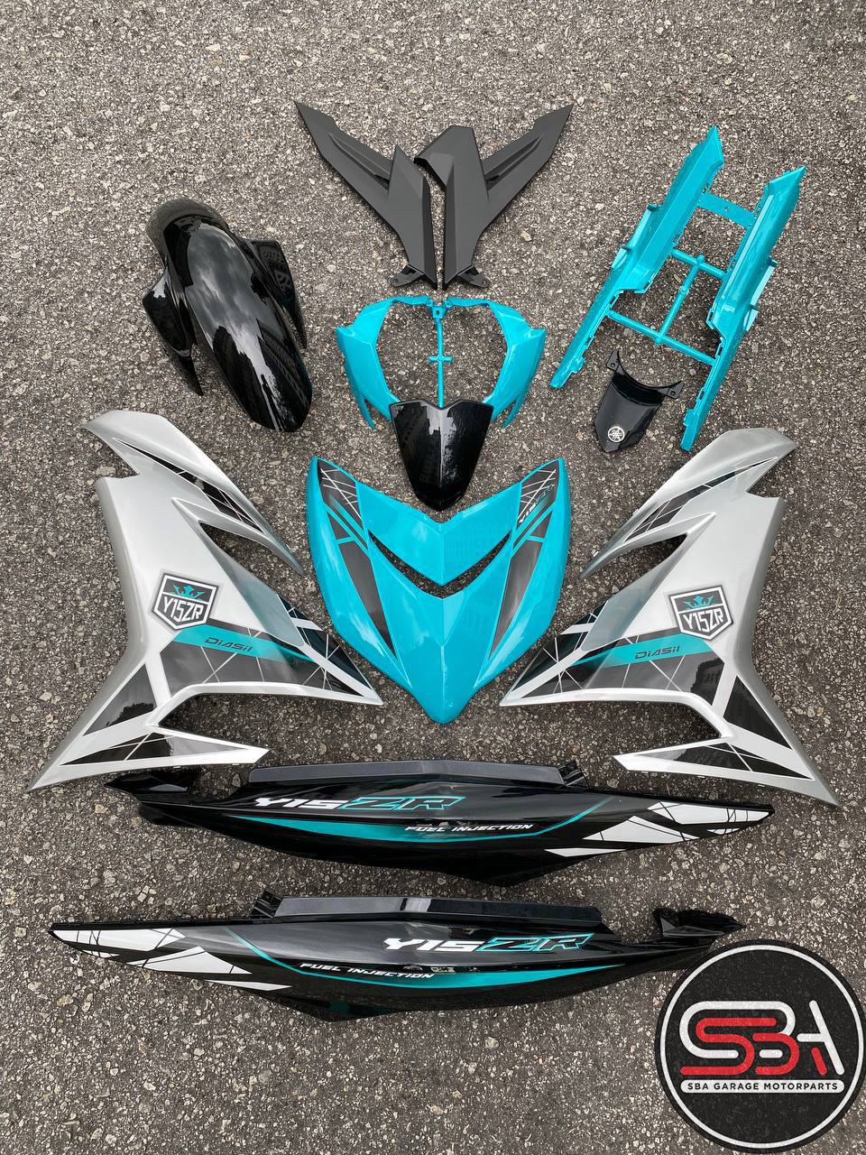 COVERSET BODYSET YAMAHA Y Y15 Y15ZR V1 V2 DOCTOR CS6 CYAN SILVER 038 SIAP TANAM CLEAR 2K