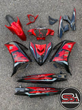COVERSET YAMAHA SIAP TANAM LC135 LC V6 V7 RM7 MERAH RED DOCTOR EDITION GLOSSY KILAT TERMASUK EMBLEM,COVER ENGINE,CAP
