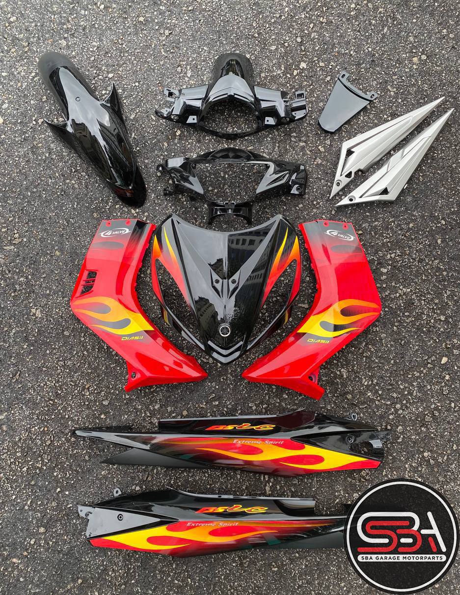 COVERSET BODYSET YAMAHA LC LC135 V1 MERAH API ORIGINAL HONG LEONG YAMAHA HLY M MATE VELOZI STRIPE SIAP TAMPAL
