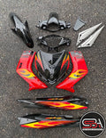 COVERSET BODYSET YAMAHA LC LC135 V1 MERAH API ORIGINAL HONG LEONG YAMAHA HLY M MATE VELOZI STRIPE SIAP TAMPAL