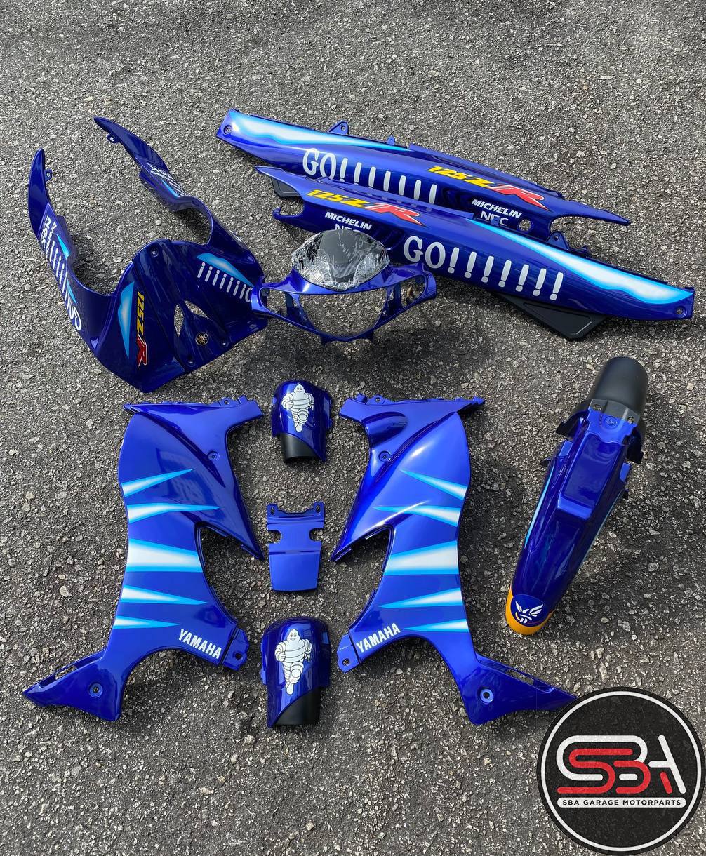 COVERSET ORIGINAL HLY HONG LEONG YAMAHA 125 125Z 125ZR BIRU GO GO STRIPE/STICKER SIAP TAMPAL HLY / VELOZI