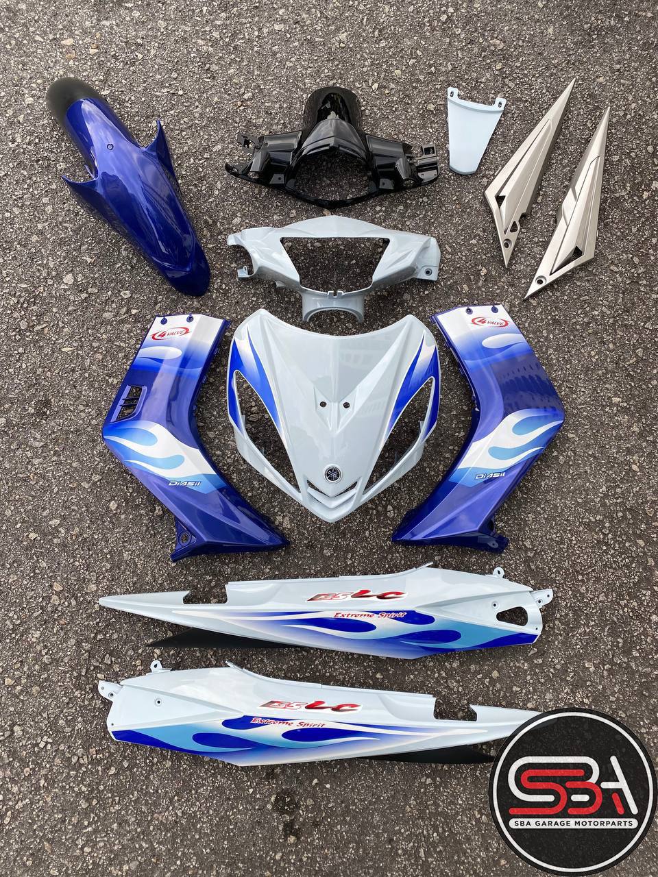COVERSET BODYSET YAMAHA LC135 V1 BIRU API ORIGINAL 100% HONG LEONG YAMAHA HLY STRIPE SIAP TAMPAL