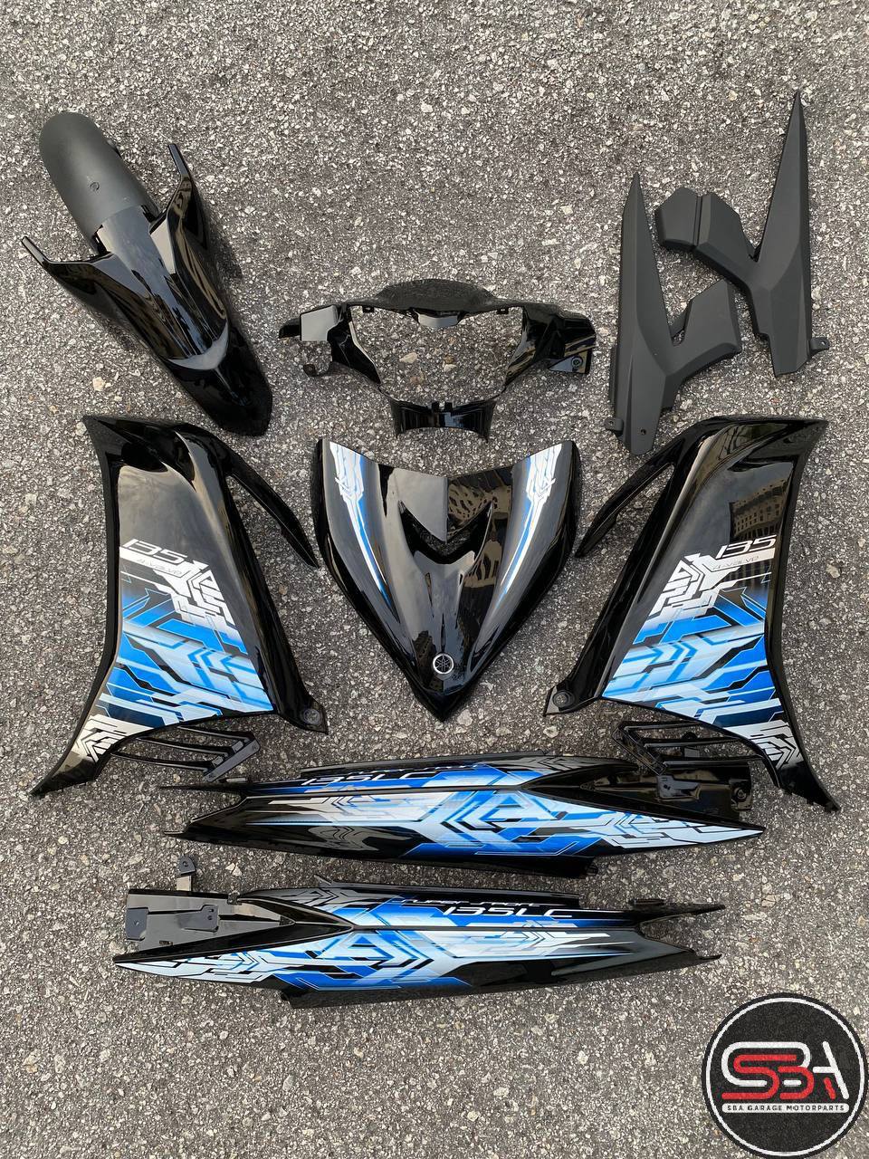 COVERSET YAMAHA LC LC135 V2 V3 V6 V7 HITAM KILAT FULL STRIPE HITAM BIRU ROBOT 9 BODYSET SIAP TAMPAL VELOZI DOCTOR 053