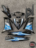 COVERSET YAMAHA LC LC135 V2 V3 V6 V7 HITAM KILAT FULL STRIPE HITAM BIRU ROBOT 9 BODYSET SIAP TAMPAL VELOZI DOCTOR 053