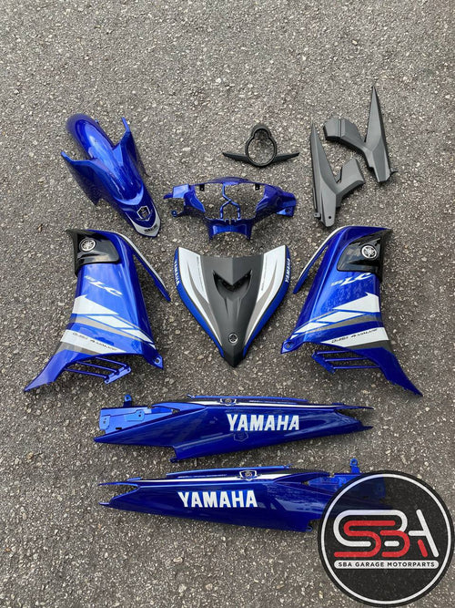 COVER SET YAMAHA ORIGINAL 50TH ANNIVERSARY LC135 V2 V3 4S 5S BIRU HITAM  FREE EMBLEM 100% HLY / VELOZI SIAP TAMPAL