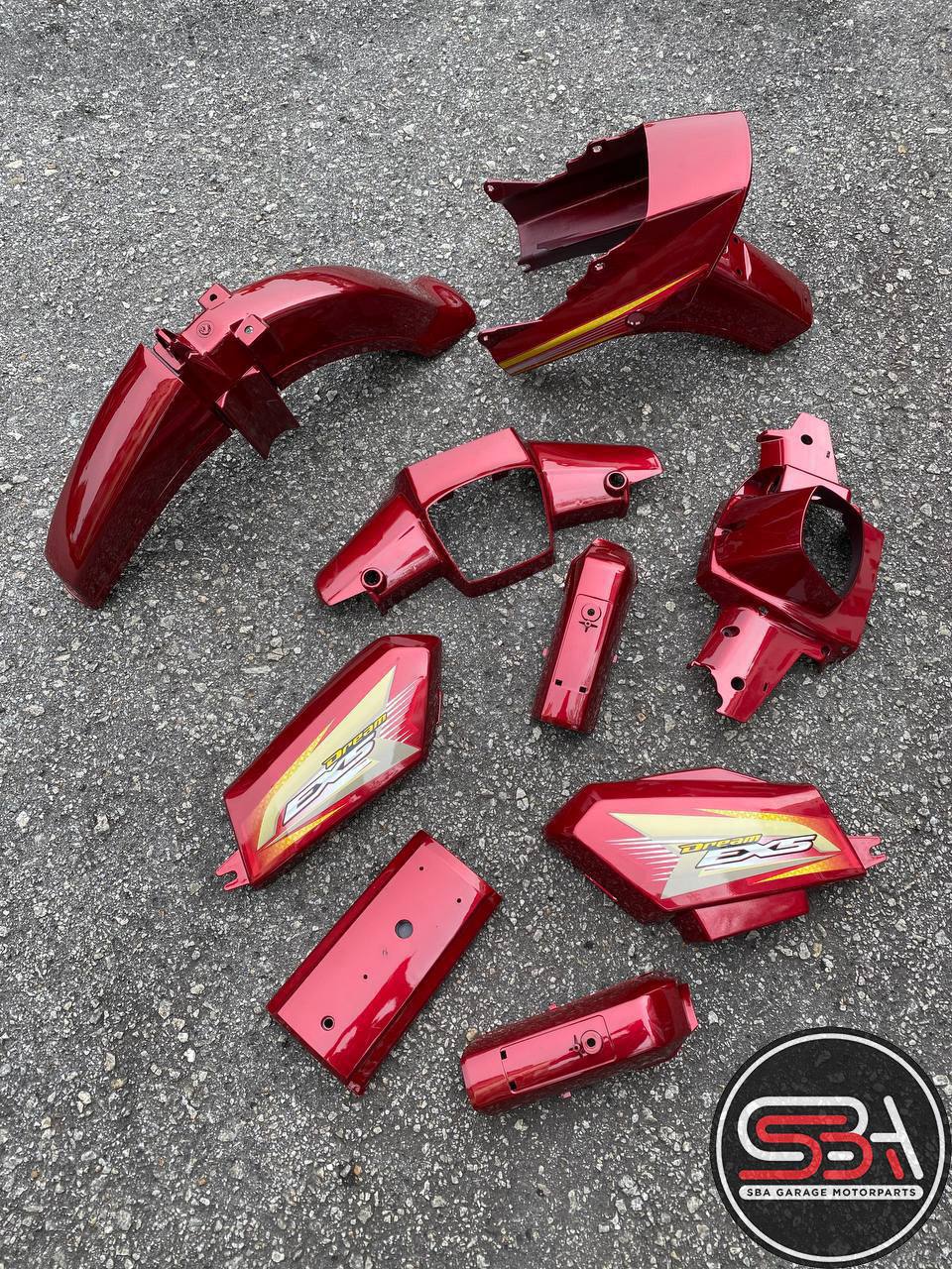 COVERSET BODYSET ORIGINAL BOON SIEW HONDA BSH EX5 DREAM RED COLOUR – SET COMPLETE ORIGINAL 100% HONDA – READY STOCK