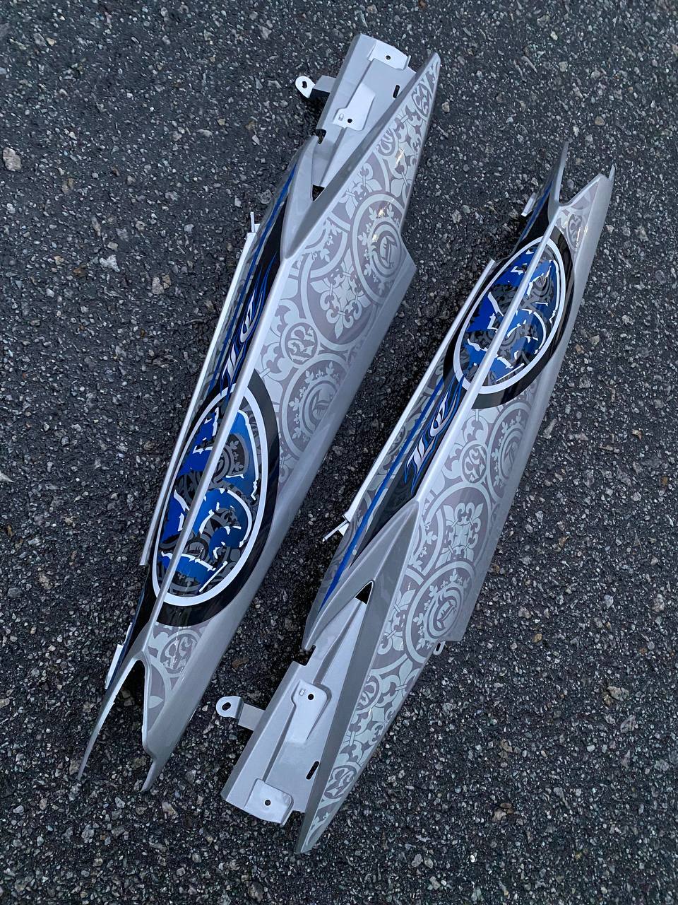 COVERSET BODYSET YAMAHA LC LC135 V2 V6 V7 DR BIRU SILVER VPBC5 S3 BATIK BIRU STRIPE TANAM CODE 031 DOCTOR VELOZI EDITION