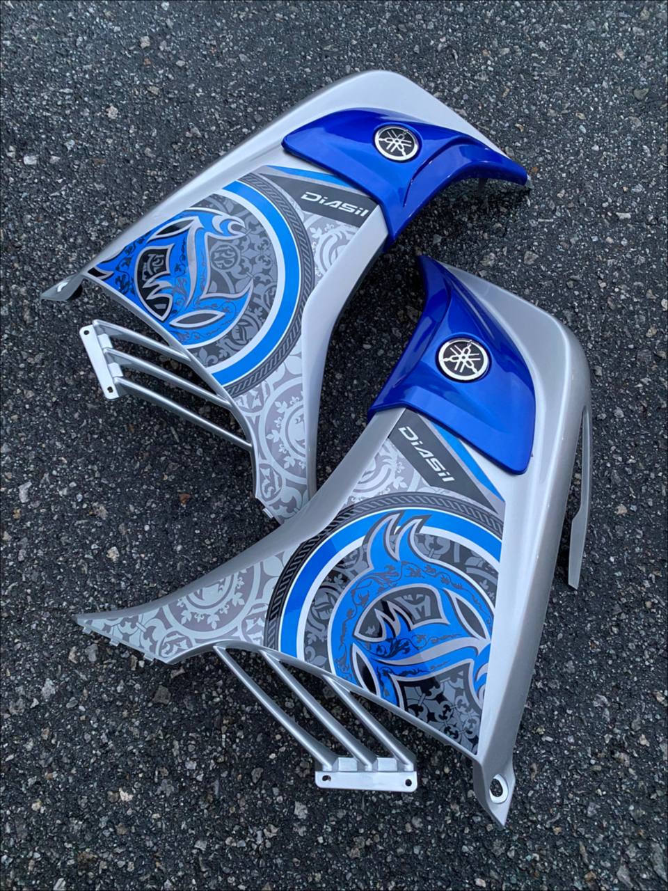 COVERSET BODYSET YAMAHA LC LC135 V2 V6 V7 DR BIRU SILVER VPBC5 S3 BATIK BIRU STRIPE TANAM CODE 031 DOCTOR VELOZI EDITION